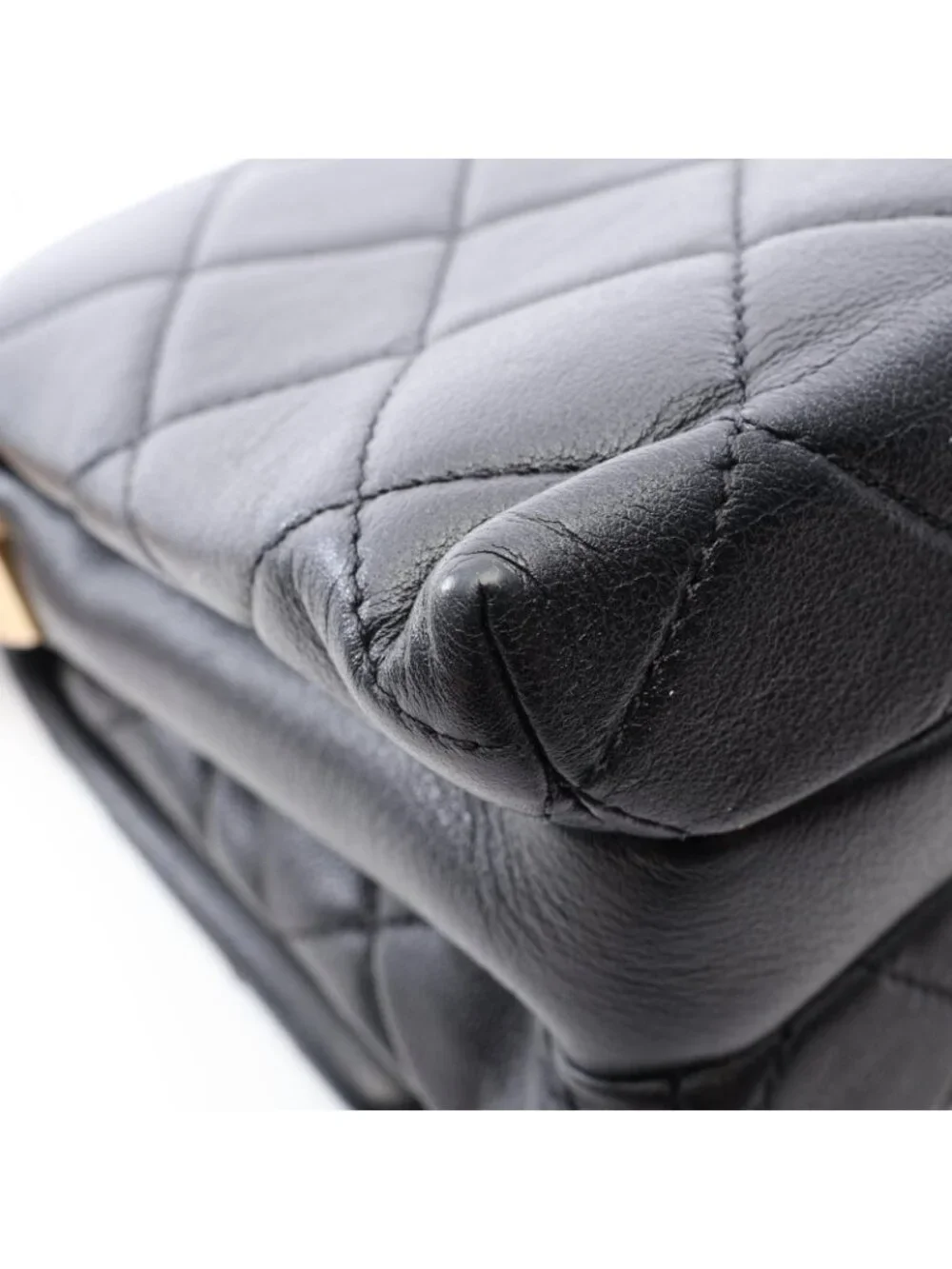 Chanel Shoulder Bag Quilted Black Lambskin Small Flap Chain